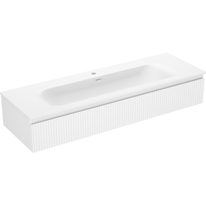 Mexen Rivel szafka łazienkowa 140 cm z umywalką Vela, 1 szuflada, ryflowana , biała mat - 91A20-14023-1-BF01-W23M01