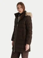 Płaszcze damskie - Tommy Hilfiger Płaszcz zimowy WW0WW47540 Brązowy Slim Fit - miniaturka - grafika 1