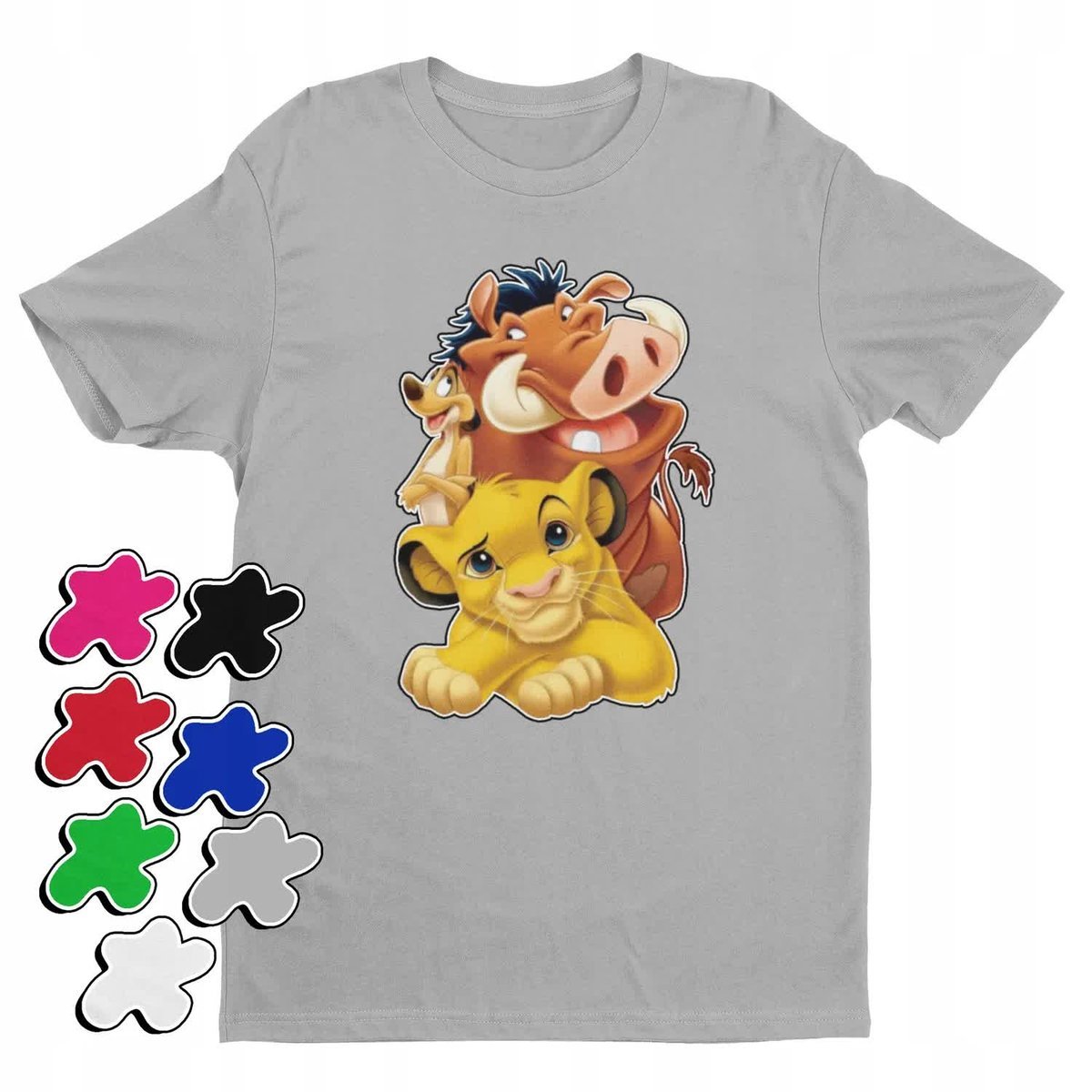 Koszulka T-Shirt Dziecięca Z Nadrukiem Król Lew Timon Pumba -L 146-152