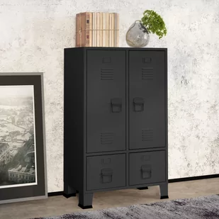 shumee Szafa w stylu industrialnym antracytowa 67x35x107 cm stal - Szafy - miniaturka - grafika 1