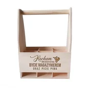 Pozostałe akcesoria barmańskie - Kocham dwie rzeczy w życiu: bycie magazynierem oraz picie piwa - drewniane nosidło z grawerem - miniaturka - grafika 1