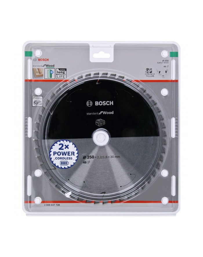 bosch powertools Bosch circular saw blade Standard for Wood, 250mm, 48Z bore 30mm, for cordless chop saws