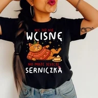 Bluzki damskie - Śmieszna damska koszulka świąteczna - nic już nie wcisnę, NO może jeszcze serniczka - miniaturka - grafika 1