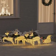 Ozdoby bożonarodzeniowe - vidaXL LED Renifery 5 pcs złoty tkanina - miniaturka - grafika 1