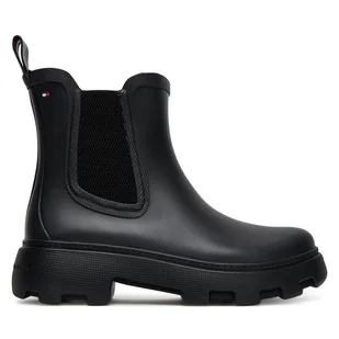 Kalosze Tommy Hilfiger Rubber Flag Cleated FW0FW08637 Czarny - Kalosze damskie - miniaturka - grafika 1