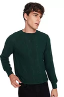 Bluzy męskie - Trendyol Męska bluza z okrągłym dekoltem, gładka, wąska bluza, zielona, XL, ZIELONY, XL - miniaturka - grafika 1