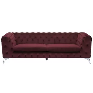 Beliani 3-osobowa sofa welur ciemnoczerwona SOTRA - Sofy i kanapy - miniaturka - grafika 1