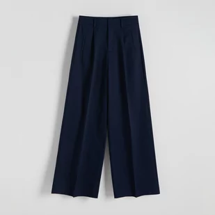 Reserved - Spodnie z szerokimi nogawkami - Granatowy - Spodnie damskie - miniaturka - grafika 1