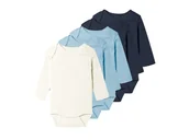 Body dla niemowląt - Lupilu Body niemowlęce z biobawełny 5 sztuk Biały/jasnoniebieski/granatowy 62/68 - miniaturka - grafika 1