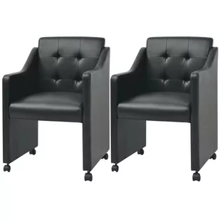 Krzesła do jadalni z czarną eko skórą 2 szt. 59x57,5x86,5 cm - Krzesła - miniaturka - grafika 1