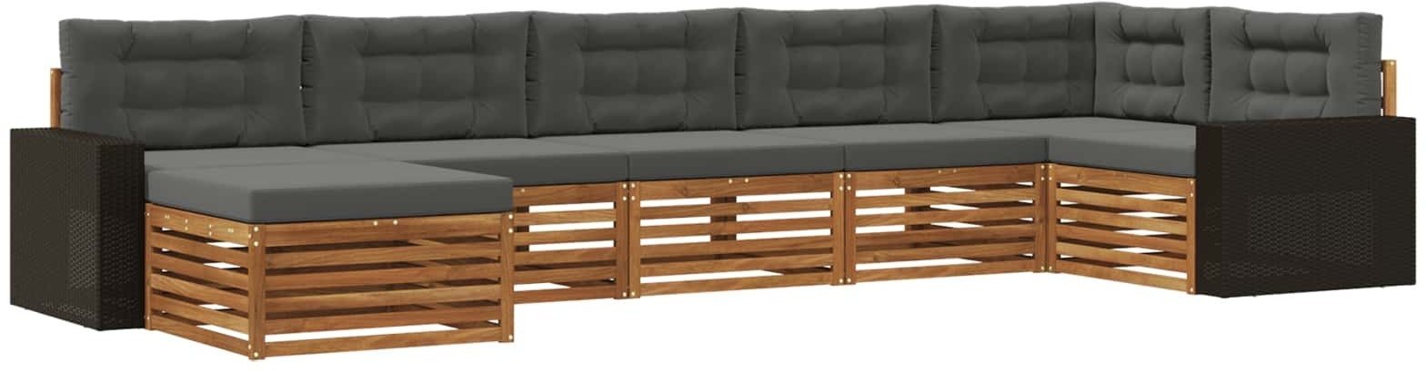vidaXL Zestaw sof na zewnątrz z poduszką 7 pcs Naturalny i Antracytowy