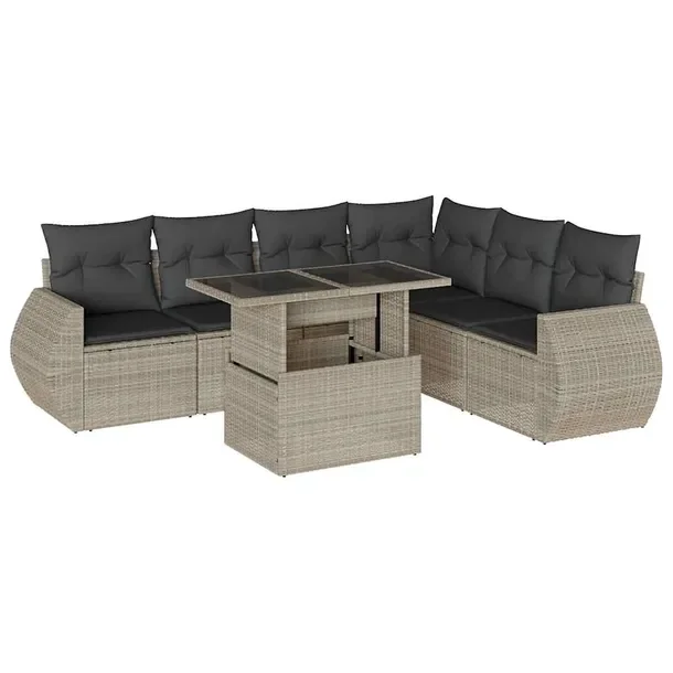 Zestaw mebli ogrodowych modularnych jasnoszarych z poduszkami 62x62x69 cm