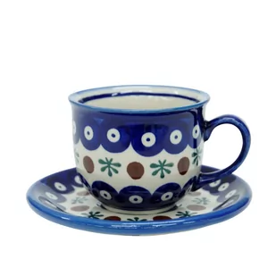 Ceramiczna filiżanka ze spodkiem Ceramika Bolesławiec - Filiżanki - miniaturka - grafika 1