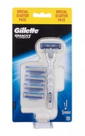 Maszynki do golenia i wkłady - Gillette Mach 3 Turbo Rączka + 5 Szt Wkłady Ostrza - miniaturka - grafika 1