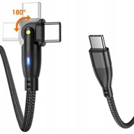 Kable USB - Kabel USB C - USB C - kątowy - obrotowy 180° - 1.5m - 60W - czarny oplot - miniaturka - grafika 1