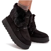 Kozaki damskie - Śniegowce Damskie Na Platformie Z Futerkiem I Wiązaniem Big Star SS274113 Czarne-40 - miniaturka - grafika 1