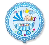Baby shower i roczek - FLX Balon foliowy Wózek niebieski - 46 cm - 1 szt. 401578 - miniaturka - grafika 1