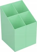 Przyborniki na biurko - ICO Przybornik na biurko kwadratowy, plastikowy, 4 komory, pastelowy zielony - miniaturka - grafika 1