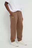 Spodnie męskie - American Vintage spodnie dresowe kolor brązowy z nadrukiem - miniaturka - grafika 1