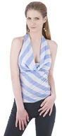 Bluzki damskie - Srebrno-błękitny top JOHN ZACK - miniaturka - grafika 1