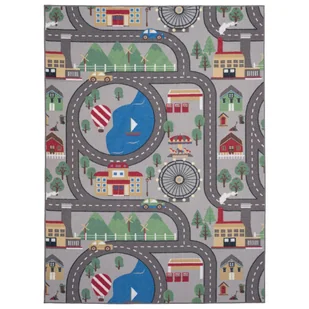 Dywan dziecięcy Ares Ulica szary 80 x 150 cm antypoślizgowy - Dywany dla dzieci - miniaturka - grafika 1