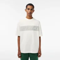 Koszulki męskie - Lacoste Erkek Loose Fit Bisiklet Yaka Baskılı Beyaz T-Shirt - miniaturka - grafika 1
