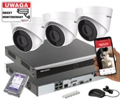 Zestawy do monitoringu - Kompletny zestaw do monitoringu Hikvision 3 Kamery DS-2CD1343G2-I Rejestrator POE Dysk 1TB Inteligentna Detekcja MD 2.0 - miniaturka - grafika 1