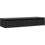 Szafki łazienkowe - Mexen Rivel szafka łazienkowa podumywalkowa 140 cm z blatem, 1 szuflada, ryflowana , czarna mat - 91A20-14023-1-BFC71 - miniaturka - grafika 1