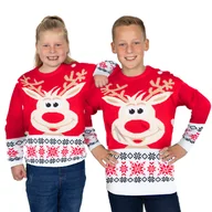 Swetry damskie - Brzydki świąteczny sweter damski i męski świąteczny sweter "Rudolf" rozmiar 146/152 - miniaturka - grafika 1