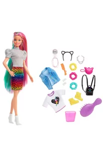Barbie Fryzura Kolorowa panterka Lalka wiek 3+ - Lalki dla dziewczynek - miniaturka - grafika 2