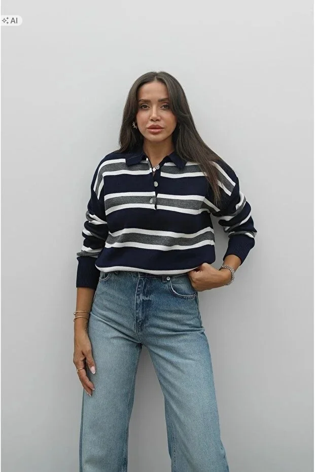 PÓŁGOLF PLECIONY W PASKI W STYLU RETRO ELEGANCKI 5IA