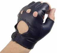 Rękawiczki - Granatowe rękawiczki bez palców, rękawiczki samochodowe, rękawiczki rowerowe - miniaturka - grafika 1