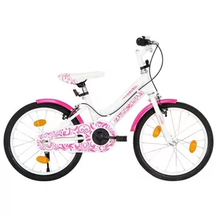 vidaXL Rower dla dzieci różowo-biały 18 cali 92185 - Rowery - miniaturka - grafika 1
