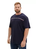 Koszulki męskie - T-shirt męski plus size TOM TAILOR z nadrukiem w paski i logo, 10668-niebieski kapitan nieba, 4XL - miniaturka - grafika 1
