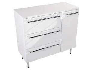 Szafka Stojąca Z Blatem ATH 90 cm D Lewa - Biały Wysoki Połysk - Uchwyty Chromowane - Szafki łazienkowe - miniaturka - grafika 1