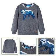 Bluzy dla dziewczynek - Bluza dziecięca - granatowy melanż - 128 - Bluza Dla Dziecka - miniaturka - grafika 1