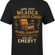 Koszulki męskie - TEMU Zabawny Prezent na Emeryturę dla Mężczyzn - Koszulka z Napisem "Jestem Zabawnym Emerytowaniem", Krzesło i Palma, Czarna Koszulka z Okrągłym - miniaturka - grafika 1