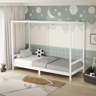 Łóżka dla dzieci i młodzieży - ML-Design łóżko dziecięce 90x200 cm z bramką piłkarską biały z litego drewna sosnowego konstrukcja z listwami dla chłopców i dziewczynek - miniaturka - grafika 1