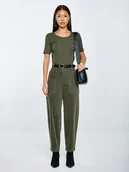 Koszulki i topy damskie - BIG STAR Koszulka w kolorze khaki - miniaturka - grafika 1