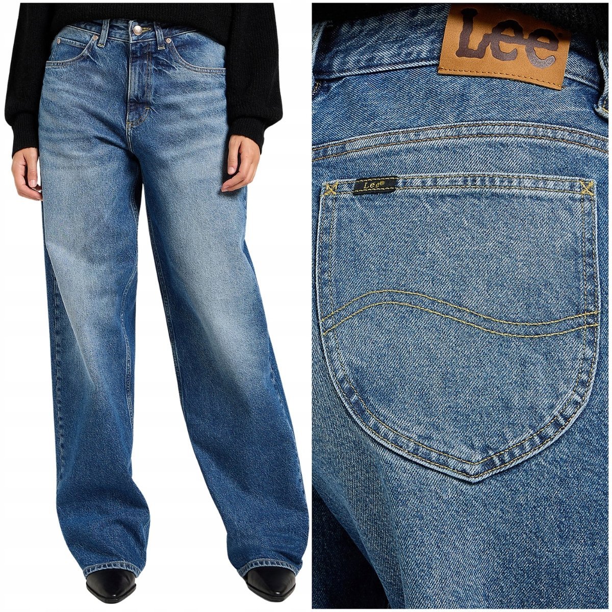 Lee Rider Loose Blue Flame wysokie luźne damskie spodnie jeansowe W31 L33