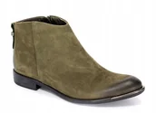 Botki damskie - Zielone botki Carinii B3707-I43 skóra nubuk damskie płaski obcas r.36 - miniaturka - grafika 1