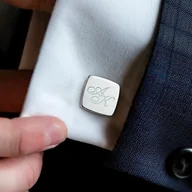 Spinki do mankietów i krawatów - Srebrne spinki do mankietów inicjały grawerowany prezent dla niego - miniaturka - grafika 1