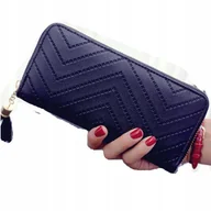 Portfele - Portfel damski skórzany z rzemykiem elegancki duży pojemny (T005) - miniaturka - grafika 1