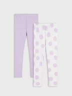Spodnie i spodenki dla dziewczynek - Sinsay - Legginsy 2 pack - fioletowy - miniaturka - grafika 1