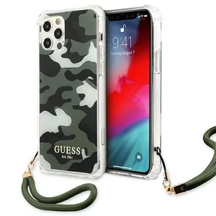 Guess nakładka do iPhone 12 / 12 Pro 6,1" GUHCP12MKSARKA zielona hard case Camo Collection GUE001335 - Etui i futerały do telefonów - miniaturka - grafika 2