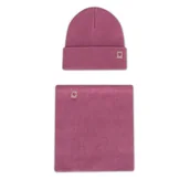 Czapki dla dzieci - Komplet czapka i komin Nelli Blu 7KF-002-AW24 Różowy - miniaturka - grafika 1