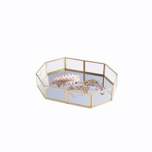 Taca z lustrem Golden honey 20 x 14 cm złoty - Tace i patery - miniaturka - grafika 1