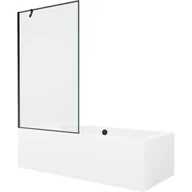 Wanny - Mexen Cube wanna prostokątna 180 x 80 cm z obudową i parawanem 1-skrzydłowym 100 cm, czarny wzór - miniaturka - grafika 1