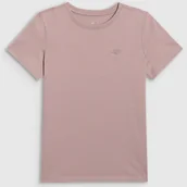 Koszulki dla dziewczynek - Koszulka Dziewczęca 4F T-shirt Bawełna Beżowy 4FJWAW25TTSHF2397 Beżowy 152 - miniaturka - grafika 1