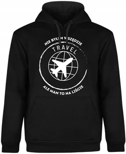 BLUZA MĘSKA Z KAPTUREM PODRÓŻE WAKACJE DLA PODRÓŻNIKA CZARNA R-M A462 - Bluzy męskie - miniaturka - grafika 1
